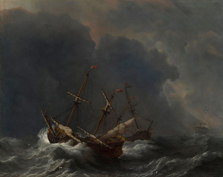 Drei Schiffe im Sturm, Willem van de Velde von Meesterlijcke Meesters