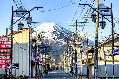 Shimoyoshida Honcho Street with Mount Fuji