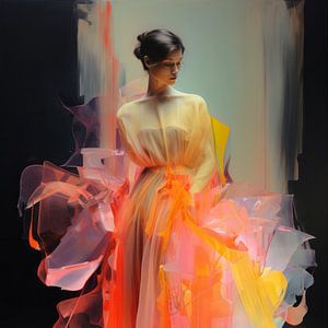Portrait en couleurs néon sur Carla Van Iersel