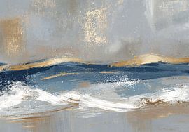 Abstrakte Meereslandschaft Gold Blau