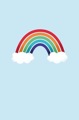 Kleurrijke regenboog met wolkjes