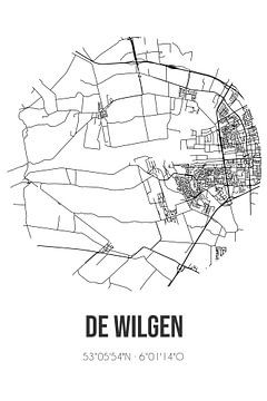 De Wilgen (Fryslan) | Carte | Noir et blanc sur Rezona