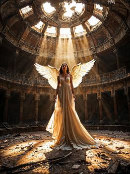 Ange de lumière dans la salle abandonnée