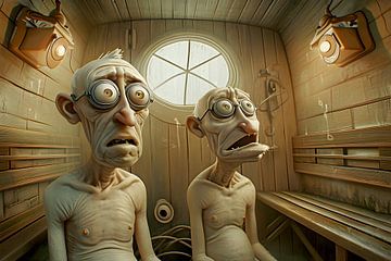 Old men in the sauna by Heike Hultsch