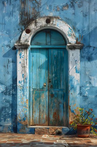 Deur Schilderij | Grieks Schilderij | Blauw Schilderij