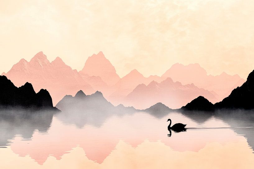 Swan at dawn by Poster Art Shop