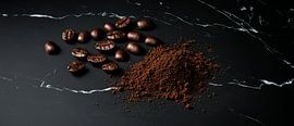 Coffee beans and powder on marble by Poster Art Shop