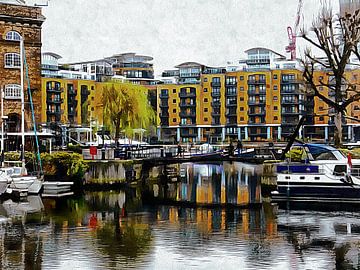 Reflections in St Katharine Docks by Dorothy Berry-Lound