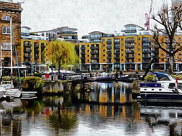 Reflecties in St Katharine Docks van Dorothy Berry-Lound