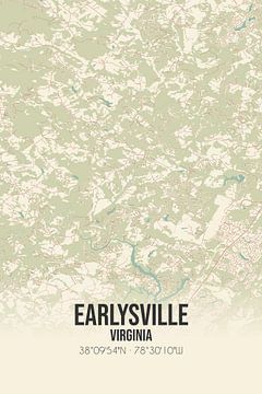 Vintage landkaart van Earlysville (Virginia), USA. van MijnStadsPoster