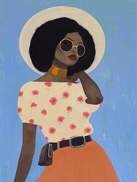 Power woman, hip portrait, illustration by Carla Van Iersel