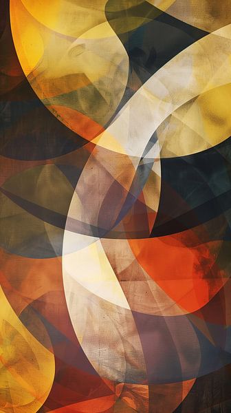Abstracte gebogen lagen in warme tinten van artefacti