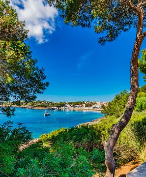 Idyllisch uitzicht op de haven van Porto Petro, mooie kust op Mallorca van Alex Winter