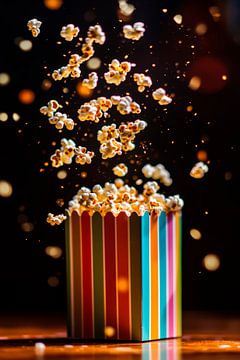 Popcorn explosie uit een kleurrijke verpakking van Poster Art Shop