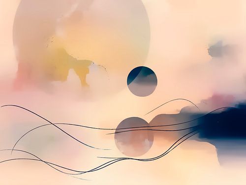 Zonsopgang, moderne abstractie in pastelgeel