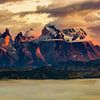 Torres del Paine massif at dawn by Dieter Meyrl
