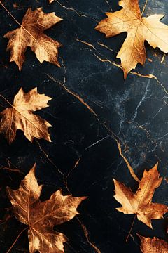 Gouden herfstbladeren op marmer van Imperial Art House