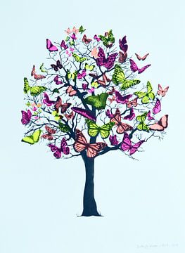 Butterfly blossom, 2016, (screen print) van Anne Storno