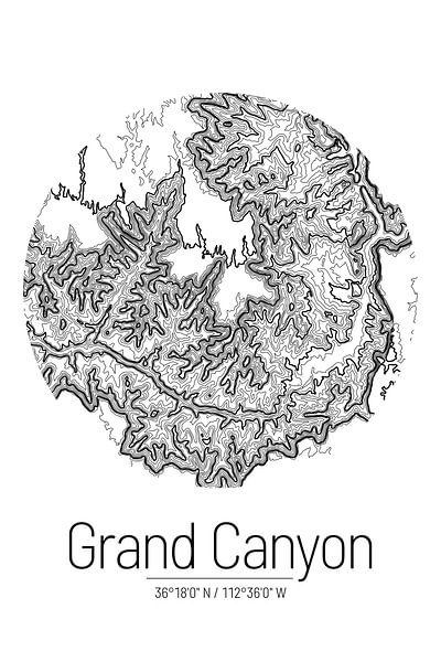Grand Canyon | Kaart Topografie (Minimaal) van ViaMapia
