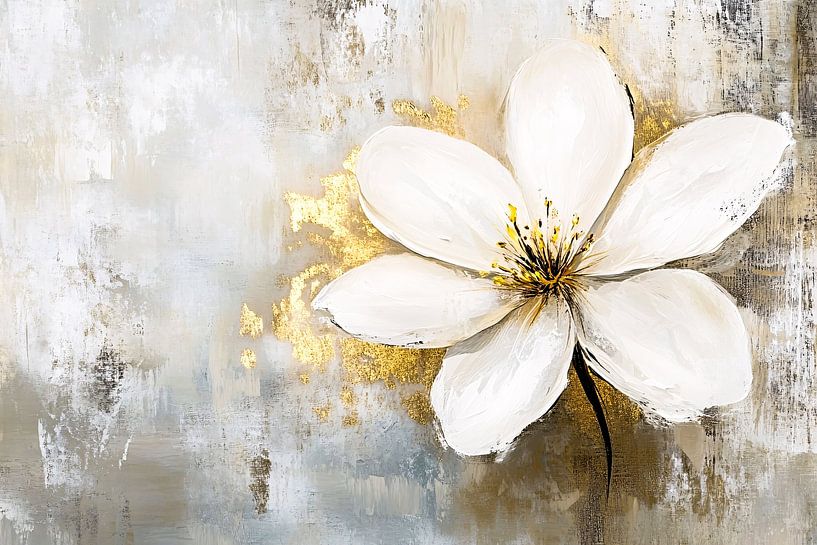 Witte bloem met gouden accenten van Art & Soul Creations