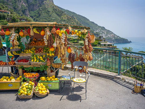Vente de fruits et légumes sur l'Amalfitaine
