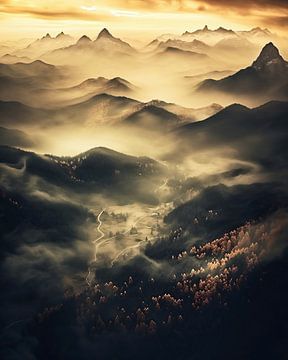 Herfst in de bergen van fernlichtsicht