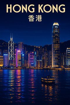 Hong Kong Neon Harbor - Skyline Reflections & Victoria Bay Lights