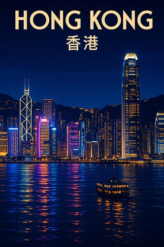 Hong Kong Neon Harbor - Skyline Reflections & Victoria Bay Lights