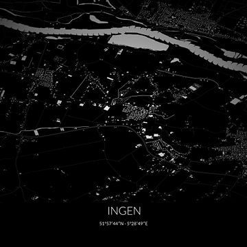 Schwarz-weiße Karte von Ingen, Gelderland. von Rezona