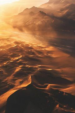 Woestijnlucht in vlammende kleuren van fernlichtsicht