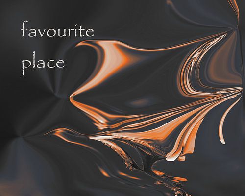 Motif abstrait en noir et orange avec un slogan