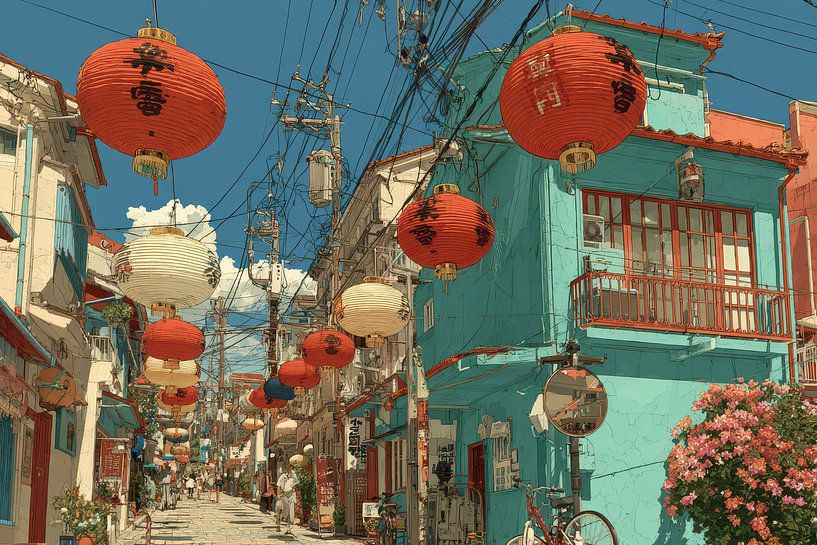 rue japonaise pittoresque avec éclairage de jour par Egon Zitter