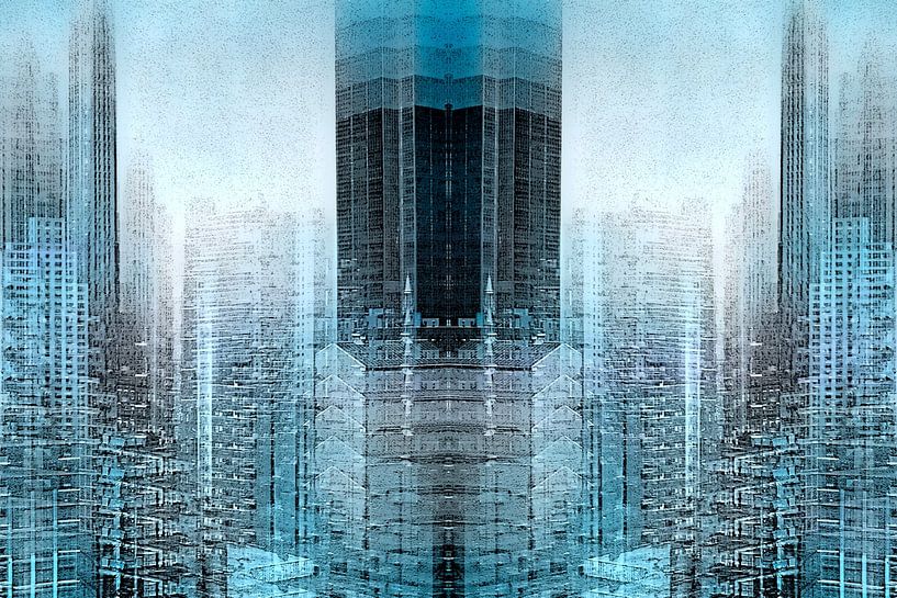 Enchanted city in blue by Mad Dog Art