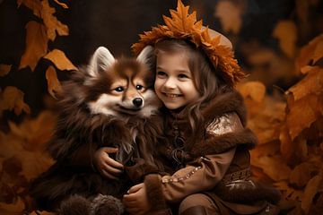 De Herfst prinses met haar trouwe hond van Karina Brouwer