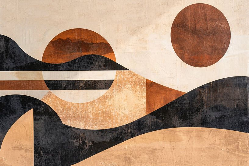 Zonsondergang in abstracte geolandscapes van Art & Soul Creations