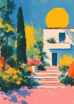 Colourful house with stairs by Niklas Maximilian