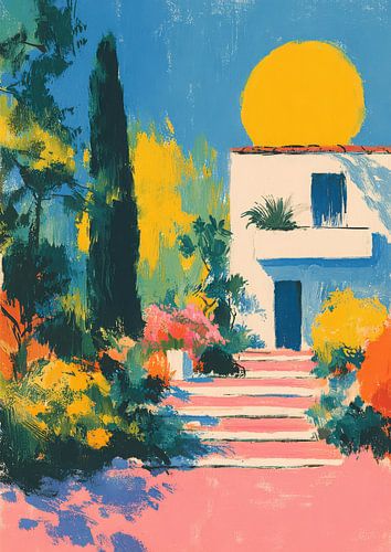 Kleurrijk huis met trap