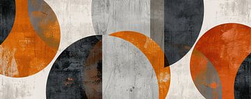 Abstrakt Orange Grau | Überlappung von De Mooiste Kunst