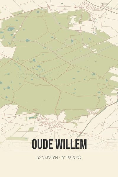 Vintage map of Oude Willem (Drenthe) by Prints of Place
