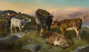 George William Horlor, Weidende Kühe in einer Landschaft