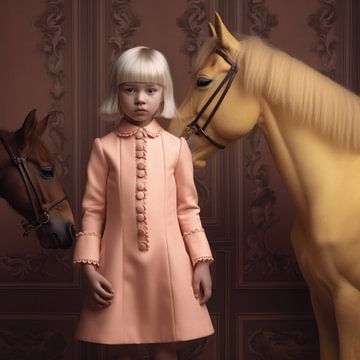 Fine art portret "Me and my horses" van Carla Van Iersel
