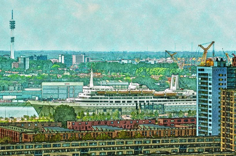 Katendrecht et le SS Rotterdam par Frans Blok