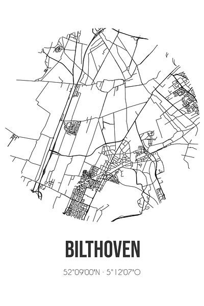 Bilthoven (Utrecht) | Landkaart | Zwart-wit van Stad & Wand