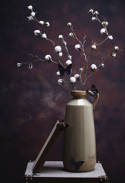 Blumen mit Vase Stillleben von Mei Bakker