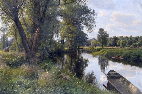 Zomer in een landschap met een rivier, PEDER MONSTED, 1911