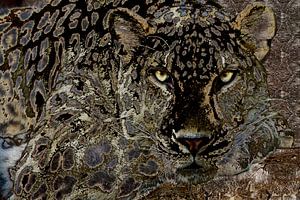 Digitale Collage mit Leopard