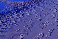 Schoenafdrukken in het zand op Langeoog