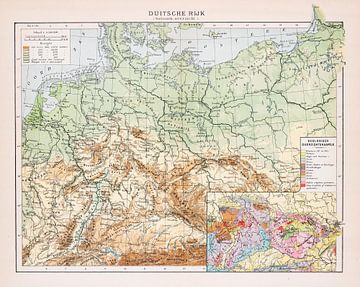 Vintage kaart Duitsland Natuurkundig. van Studio Wunderkammer