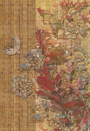 Rieten achtergrond met lotusbloemen