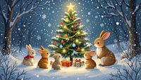 Konijntjes rond de Kerstboom